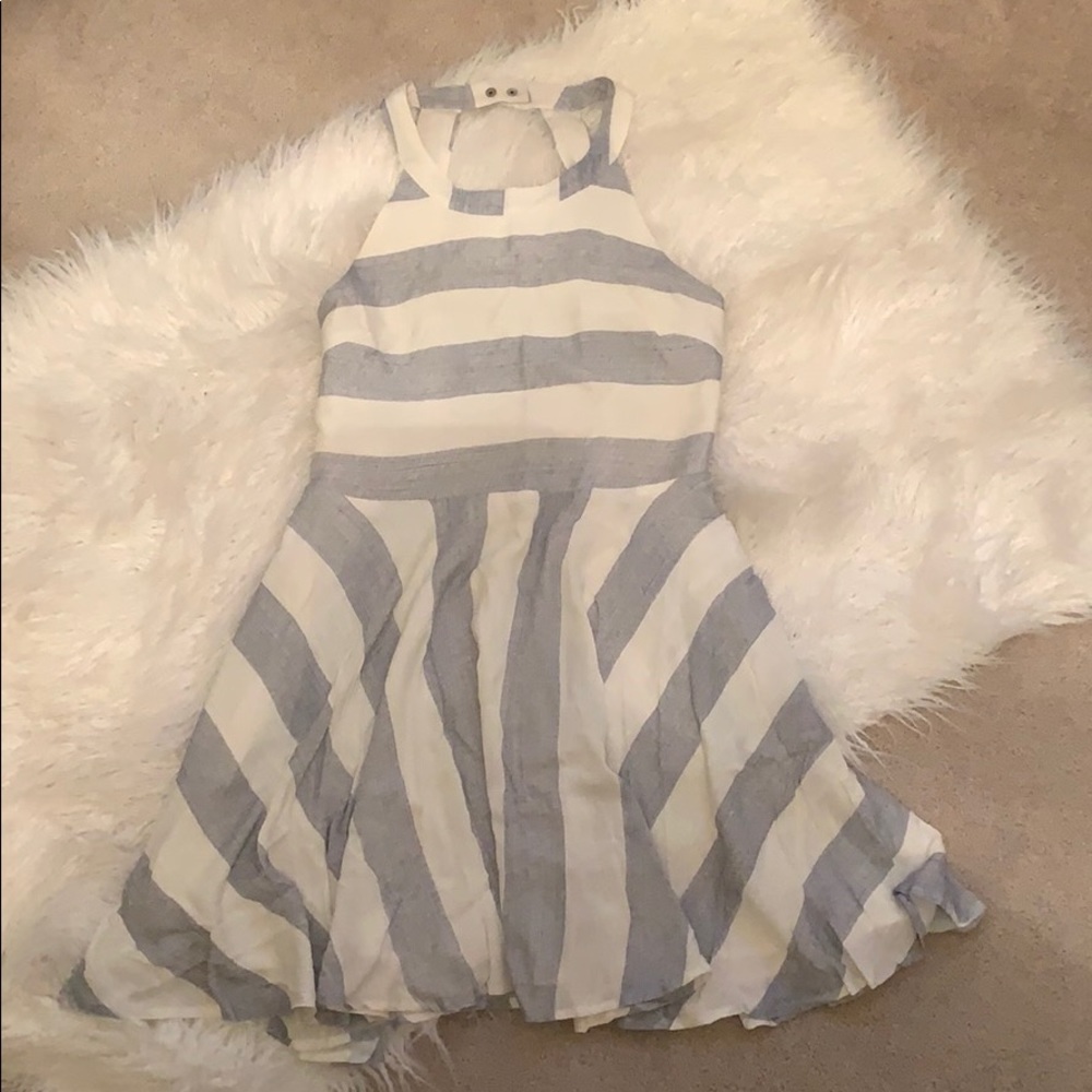 Summer blue & white striped dress